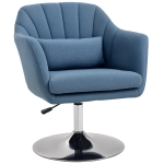 HOMCOM Swivel Accent Chair, Linen Fabric Tub Vanity Chair, Modern Armchair with Adjustable Height and Lumbar Support for Living Room Bedroom Salon Make up Room Dressing Table, Blue
