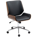Vinsetto Silla de Oficina Giratoria de PU con Altura Ajustable Función de Inclinación y Ruedas 51x65,5x82-92 cm Negro