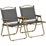 Outsunny Lot de 2 chaises de camping chaise de pêche pliante - tissu Oxford et structure acier 54 x 59 x 78 cm gris foncé