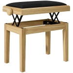 HOMCOM Banco para Piano Ajustável 45-56 cm com Assento Acolchoado em Veludo e Pernas em Madeira Natural
