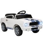 AIYAPLAY 12V Kinderauto met Afstandsbediening, 2 Motoren, Claxon, LED Verlichting en Muziek, Wit