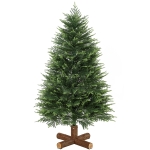 HOMCOM 5ft Artificial Christmas Tree, Hinged Xmas Tree with Realistic 513 PE & PVC Branch Tips, Fir Wood Base, Green