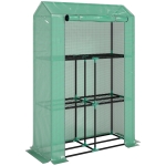 Outsunny Kas met 3-laags Schap, UV-resistente Plastic Afdekking, Oprolbare Deur, 100 x 40 x 150 cm, Groen