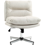 HOMCOM Cadeira de Escritório com Altura Ajustável Função Basculante Base Cruzada e Assento Amplo Cadeira para Estúdio 65x65x84-94 cm Cinza Claro