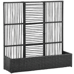 Outsunny Blumenkasten mit Spalier, wetterfest, Polyrattan, 103 x 29 x 103 cm, Schwarz