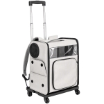 PawHut Dierentransporttas met wieltjes inklapbare transportbox voor honden katten tot 5 kg, ademende trolley Grijs
