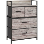 HOMCOM Cómoda de Quarto Armário de Armazenamento com 4 Gavetas Dobráveis Prateleira Aberta e Estrutura de Aço para Sala Entrada 60x29x85 cm Cinzento