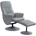 HOMCOM 2-delige Fauteuil Set met Poef, Relaxfauteuil met Poef, Hoogteverstelbaar, Kanteelbare Rugleuning, Lichtgrijs