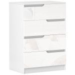 HOMCOM Cómoda com 4 Gavetas Cómoda de Dormitório Moderna com Sistema Anti-Tombo 60x40x85 cm Branco
