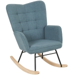 HOMCOM Schommelstoel, ergonomische vorm, massieve houten schenen, tot 120 kg, lichtblauw