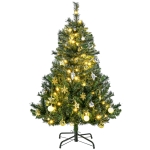 HOMCOM Weihnachtsbaum Christbaum Kunsttanne, 1,2m, LEDs, inkl. Stern, 75 cm x 75 cm x 120 cm, Grün