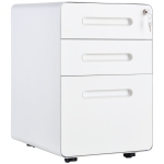 Vinsetto rolcontainer, archiefkast, kantoorcontainer met 3 lades, kantoorkast, opslag, container, staal, wit, 39 x 48 x 59 cm