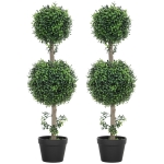 HOMCOM 2er-Set Kunstplanten, Kunstmatige Buxusbomen, UV-bescherming, met Pot, Groen