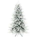 HOMCOM Kunstkerstboom, 180cm kerstboom met sneeuw, 1815 takjes, opvouwbare metalen standaard