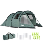 Outsunny Tenda de Campismo para 3-4 Pessoas Impermeável PU2000 mm com Proteção UV30+ Janelas e Bolsa de Transporte 475x264x172 cm Verde