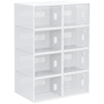 HOMCOM Organizador de Zapatos Modular Estantería Modulable con 8 Cubos Puertas Magnéticas 25x35x19 cm Transparente