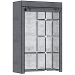 HOMCOM Stoffen Kast, Opbergoplossing, 6 Planken, 1 Kledingstang, Donkergrijs