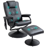 HOMCOM Massagestoel incl. krukje tv-stoel relaxstoel kunstleer zwart