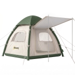 Outsunny Inflatable Camping Tent with Rainfly, 2-3 Man Air Tent 3000mm Waterproof Blow Up Tents, Beige