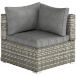 Outsunny Outdoor PE Rattan Corner Sofa, Garden Wicker Furniture Single Sofa Chair w/ Cushions, Light Grey