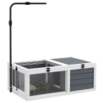 PawHut Maison enclos cage pour petit animal tortue avec 2 espaces support de lampe réglable 81 x 48 x 31,5 cm gris