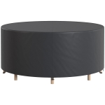 Outsunny Housse de mobilier de jardin imperméable pour table ronde, tissu Oxford 420D pour jardin extérieur, Ø200 x 80 cm, noir
