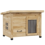 PawHut Kattenhuis Kattenhut Kattenhol, weerbestendig, Kat 6 kg, 57 cm x 45 cm x 43 cm, Natuur