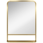 HOMCOM Modern Rectangular Wall Mirror with Storage Shelf, 70 x 50 cm, Gold Tone