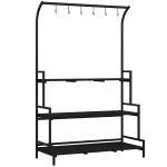 Outsunny Bloemenstandaard, 3 niveaus, 6 haken, voor binnen en buiten, metalen frame, 170H x 110L x 50B cm, zwart