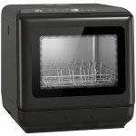 HOMCOM Tafelvaatwasser, met geïntegreerde 6 liter watertank, 5 programma's, 4 couverts, LED-display Zwart
