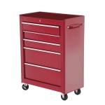 HOMCOM Carrello Porta Attrezzi 5 Cassetti con Chiave e Ruote Rosso