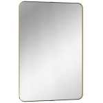 HOMCOM Rectangular Wall Mirror, 90 x 60 cm Wall Mounted Bathroom Mirror w/ Aluminium Alloy Frame and Tempered Glass, Gold Tone