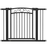 PawHut Puerta para Perros con Ancho Ajustable 76-104 cm con 2 Extensiones y Doble Bloqueo Negro