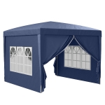 Outsunny Paviljoen, Partytent, 4 afneembare zijwanden, 2 ramen, metalen frame, 2,95 x 2,95 m, Blauw