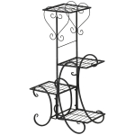 Outsunny metalen bloemenrek 4 niveaus plantenrek bloemenladder bloemenstandaard voor binnen en buiten tuinbalkon zwart 45 x 24,5 x 80 cm