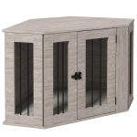 PawHut Hondenbench, hondenkooi, hoekdesign, inclusief vergrendeling, 1 ligkussen, 104 x 55 x 63 cm, bruin
