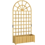 Outsunny Spalier mit Pflanzkasten Holz Blumenkasten mit Drainageloch Rankgitter 90 x 30 x 180 cm Naturholz