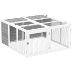 PawHut Ren kleindierhok, konijnenhok, houten constructie, opvouwbaar, voor binnen en buiten, lichtgrijs