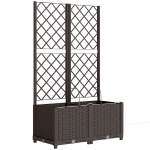 Outsunny Set van 2 Spalier met bloembak Bloembak met drainagegat Timer bewateringssysteem 80 x 40 x 136 cm Bruin