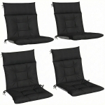 Outsunny Patio Chair Cushions Set of 4, Waterproof Non-Slip Lounge Chair Cushions, 112x53cm, Black