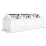 Outsunny Mini Greenhouse Portable Flower Planter Vegetable Grow House for Garden with Zipped Windows, 180 x 60 x 60 cm, White