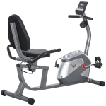 HOMCOM Cyclette Orizzontale con Seduta Regolabile, 8 Resistenze e Monitor LCD, 121.5-136x62.5x98cm, Grigio