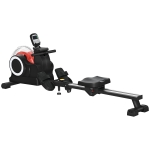 SPORTNOW Wasserrudergerät, klappbar, 6 Widerstände, Display, Handyhalterung, bis 120kg, Metallgestell, Schwarz