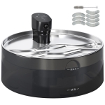 PawHut Katzenbrunnen 7L Trinkbrunnen für Katzen mit leiser Pumpe LED Aktivkohlefilter Edelstahl 30,6 x 30,6 x 17,2 cm