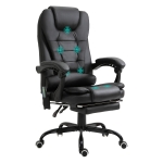 Vinsetto Fauteuil de Bureau Massant 7 Points, Chaise de Bureau Ergonomique avec Repose-pieds Rétractable, Dossier Inclinable 155°, Hauteur Réglable, Pivotant à 360°, télécommande Filaire, Noir