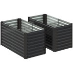 Outsunny Hoogbed 2-delige set, plantenbak, extra diep, metaal, 120 x 60 x 60 cm Donkergrijs