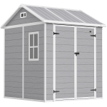 Outsunny Tuinhuis, tuinschuur met venster, afsluitbare deur, kunststof, grijs