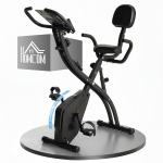 HOMCOM 2-in-1 Folding Exercise Bike with 8-Level Magnetic Resistance, Arm Resistance Band, Pulse Sensor, Black