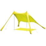 Outsunny Tenda de Praia Dobrável com Tapete UPF50+ Postes de Alumínio Pá Estacas e Bolsa de Transporte 208x200 cm Verde