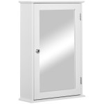 kleankin Armario con Espejo para Baño con 1 Estente de Almacenamiento 41x14x60 cm Blanco